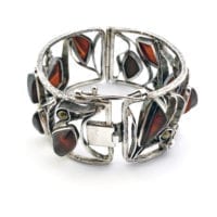Multiple Cherry Amber Open Bangle Bracelet