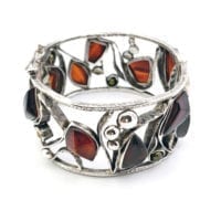 Multiple Cherry Amber Open Bangle Bracelet