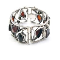 Multiple Cherry Amber Open Bangle Bracelet