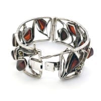 Multiple Cherry Amber Open Bangle Bracelet