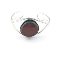 Round Cherry Amber Open Bangle Bracelet