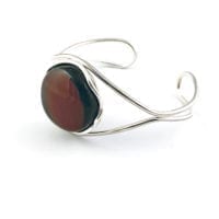 Round Cherry Amber Open Bangle Bracelet