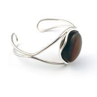 Round Cherry Amber Open Bangle Bracelet