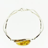 Green Amber Bangle Bracelet