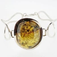 Green Amber Bangle Bracelet