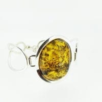 Green Amber Bangle Bracelet