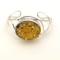 Green Amber Bangle Bracelet