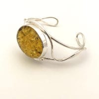 Green Amber Bangle Bracelet
