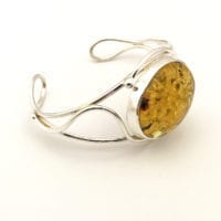 Green Amber Bangle Bracelet