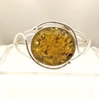 Green Amber Bangle Bracelet