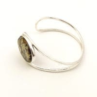 Oval Dark Green Amber Bangle Bracelet
