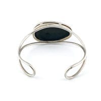 Green Amber In Sterling Silver Open Cuff Bracelet