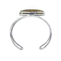 Green Amber In Sterling Silver Open Cuff Bracelet