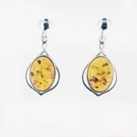 Push Back Dangling Cognac Amber Earrings