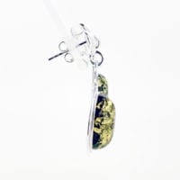 Push Back Dangling Green Amber Earrings
