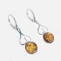 Lever Back Dangling Cognac Amber Earrings