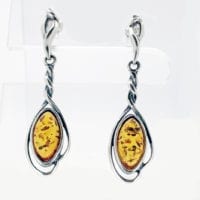 Push Back Dangling Cognac Amber Earrings