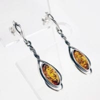 Push Back Dangling Cognac Amber Earrings