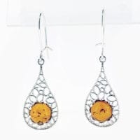 French Hook Dangling Cognac Amber Earrings