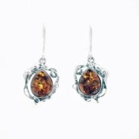 French Hook Dangling Cognac Amber Earrings