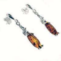 Push Back Dangling Cognac Amber Earrings