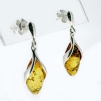 Push Back Dangling Cognac Amber Earrings