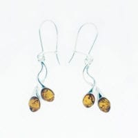 French Hook Dangling Cognac Amber Earrings