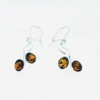 French Hook Dangling Cognac Amber Earrings