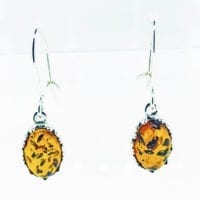 French Hook Cognac Amber Dangling Earrings