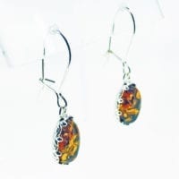 French Hook Cognac Amber Dangling Earrings