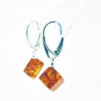 Cognac Amber French Hook Dangling Earrings