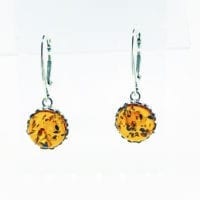 Cognac Amber French Hook Dangling Earrings