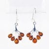 5-Stone Cognac Amber In Fan Design Dangling Earrings