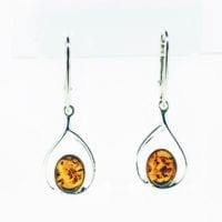 Cognac Amber French Hook Dangling Earrings