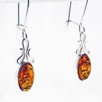 Cognac Amber French Hook Dangling Earrings