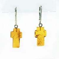 Cognac Amber Crosses Dangling Earrings