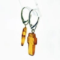 Cognac Amber Crosses Dangling Earrings