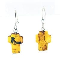 Cognac Amber Crosses Dangling Earrings