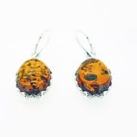 Cognac Amber French Hook Dangling Earrings