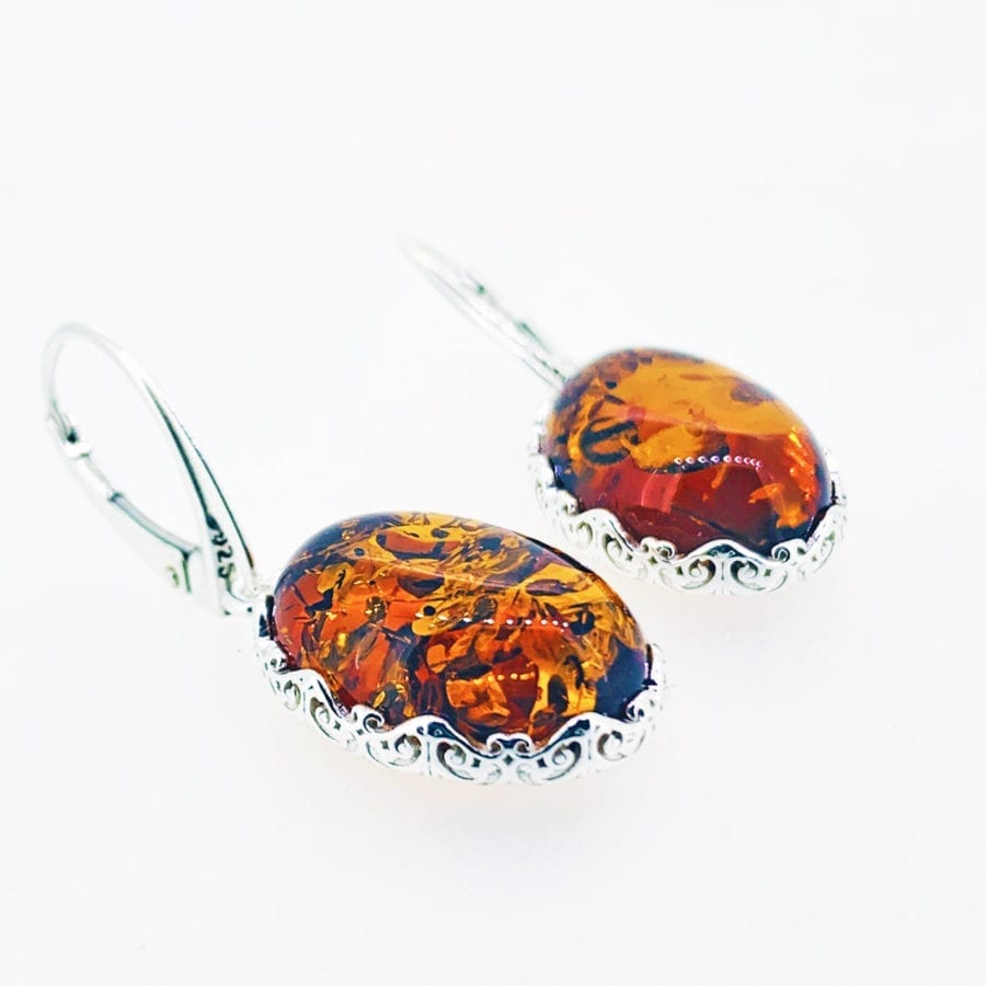Cognac Amber French Hook Dangling Earrings - Image 3