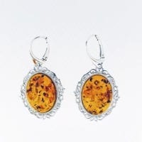 Cognac Amber French Hook Dangling Earrings