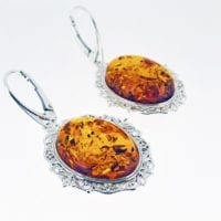 Cognac Amber French Hook Dangling Earrings