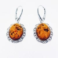 Cognac Amber French Hook Dangling Earrings