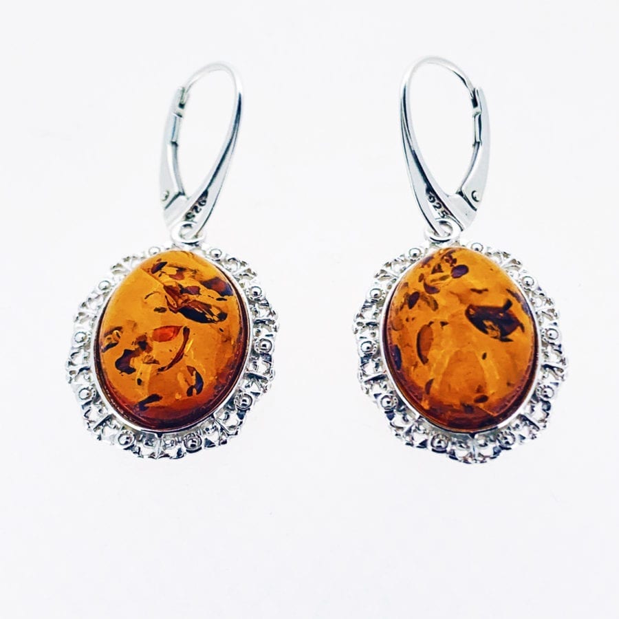 Cognac Amber French Hook Dangling Earrings - Image 2