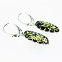Simple Marquise Green Amber Set In Sterling Silver Dangling Earrings