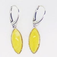 Simple Marquise butterscotch Amber Set In Sterling Silver Dangling Earrings