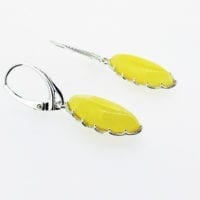 Simple Marquise butterscotch Amber Set In Sterling Silver Dangling Earrings
