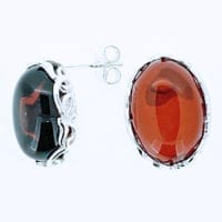 14 x 10 Cherry Amber Set In Sterling Silver Post Earrings