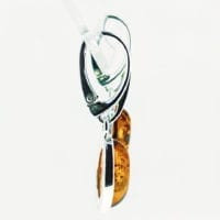 Simple Oval Cognac Amber Set In Sterling Silver Dangling Earrings