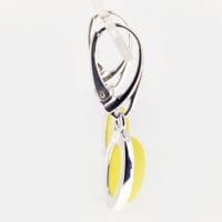 Simple Oval Butterscotch Amber Set In Sterling Silver Dangling Earrings